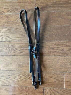 Brown Leather Adjustable Suspenders